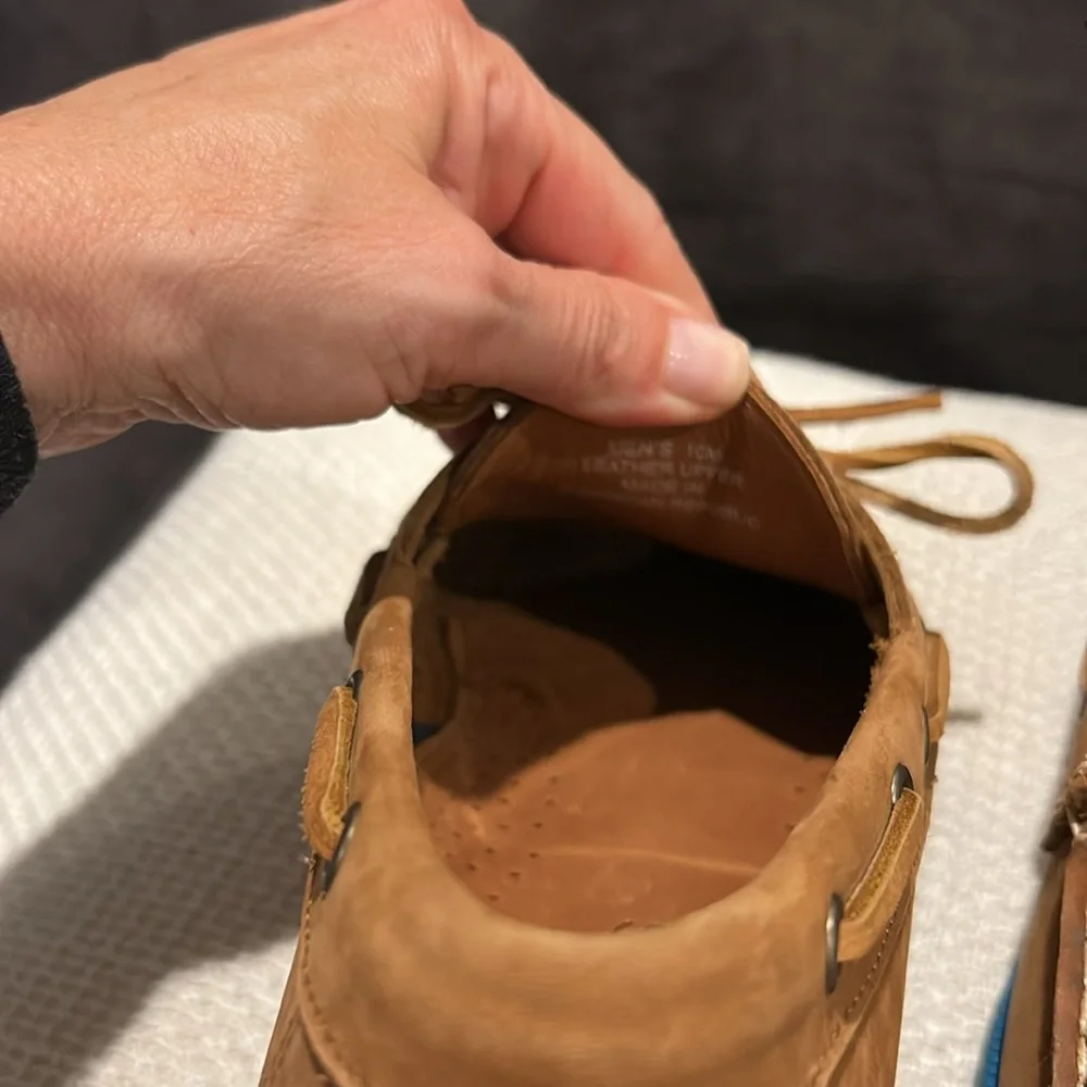 Just Like Sebago’s !! Froats Brown Nubuck Leather W/Blue Rubber Soles Boat Shoes